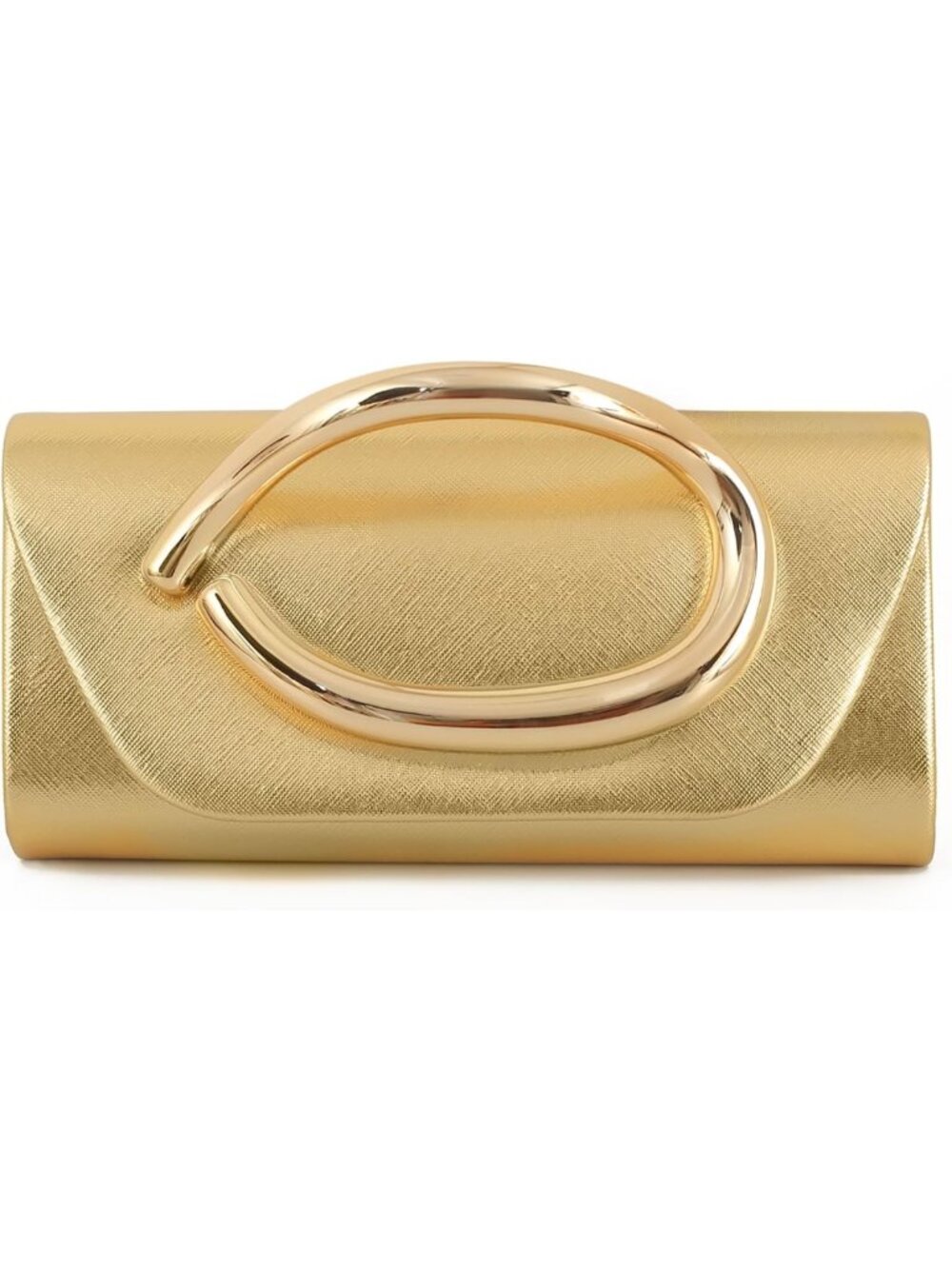 Chic Evening Clutch Purse for Women – Gold Metal Handle, Stylish Party Bag